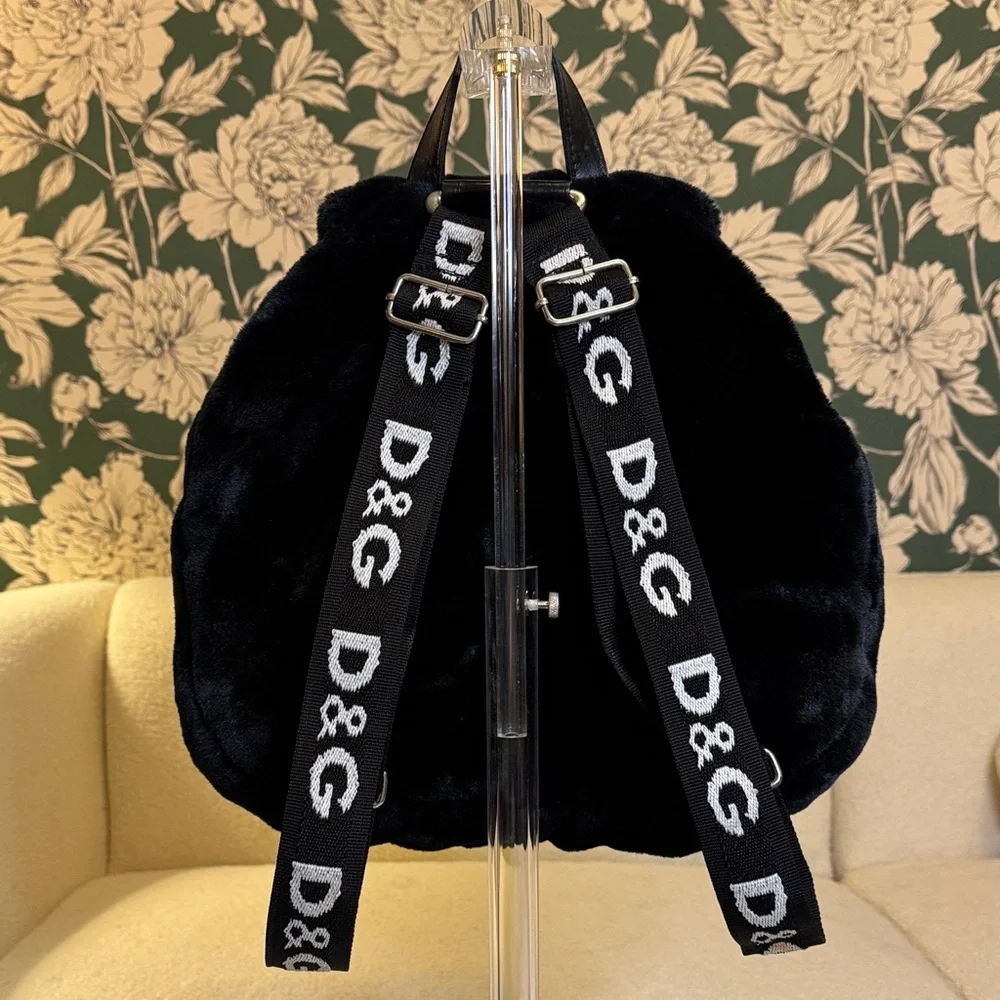Dolce & Gabbana Authentic Black Fur Backpack